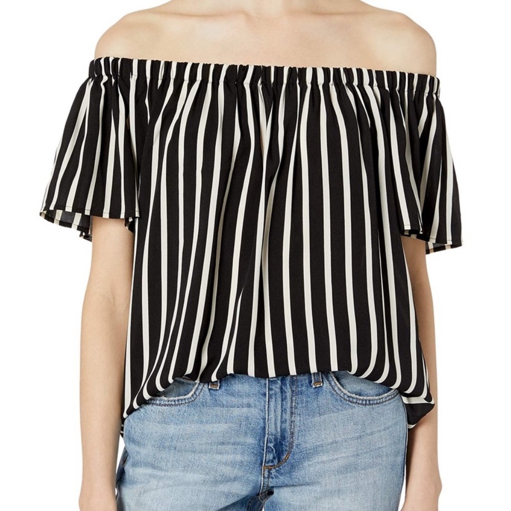 French Connection Black and White Striped Blouse